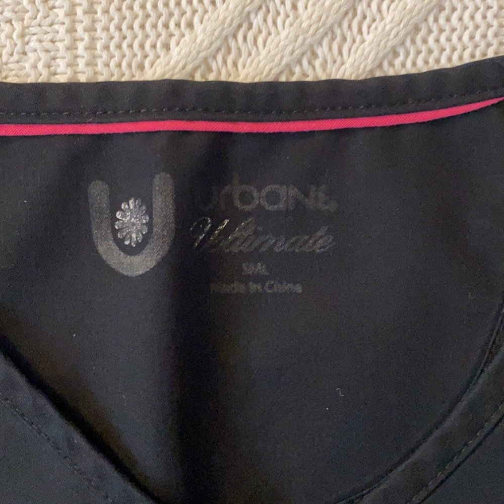 USED! Fair/Good Condition! Urbane Scrub Top! Black!! Sophie Mock Wrap Top! - Picture 6 of 6